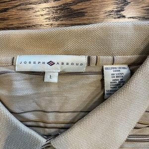 Joseph Abboud Tan Striped Cotton Golf Shirt. Large